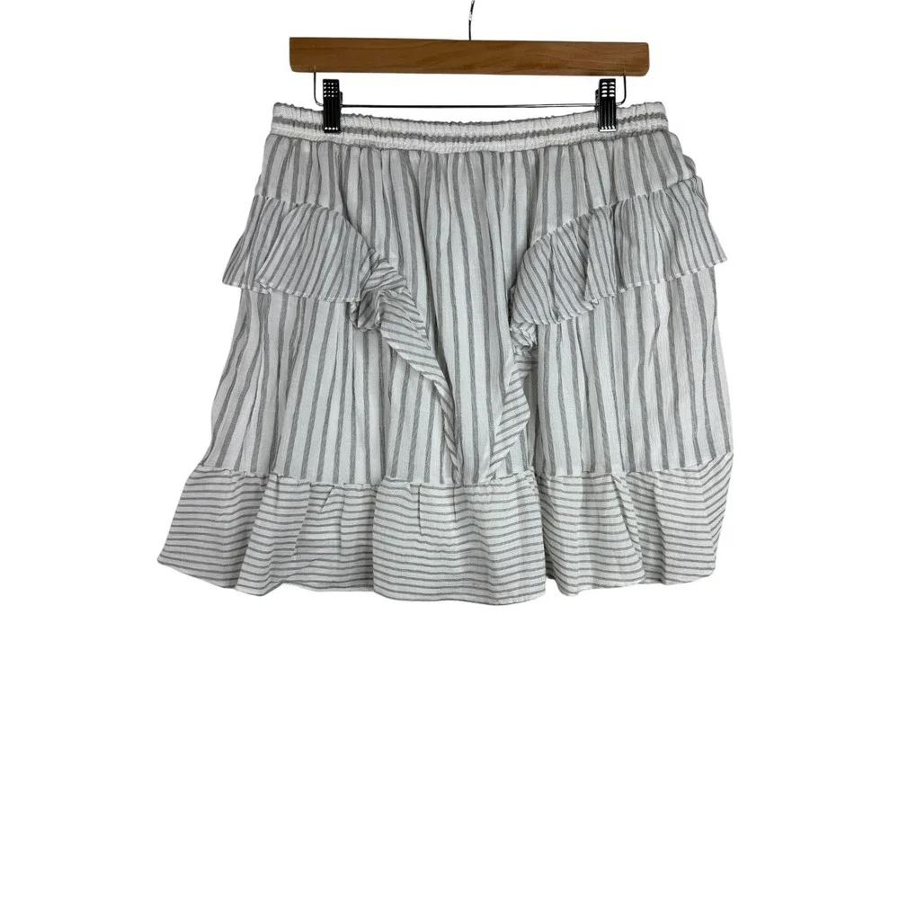 Michael‎ Kors Striped Mini Skirt size Medium White/ Gray